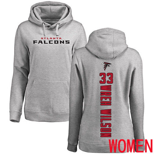 Atlanta Falcons Ash Women Blidi Wreh-Wilson Backer NFL Football 33 Pullover Hoodie Sweatshirts